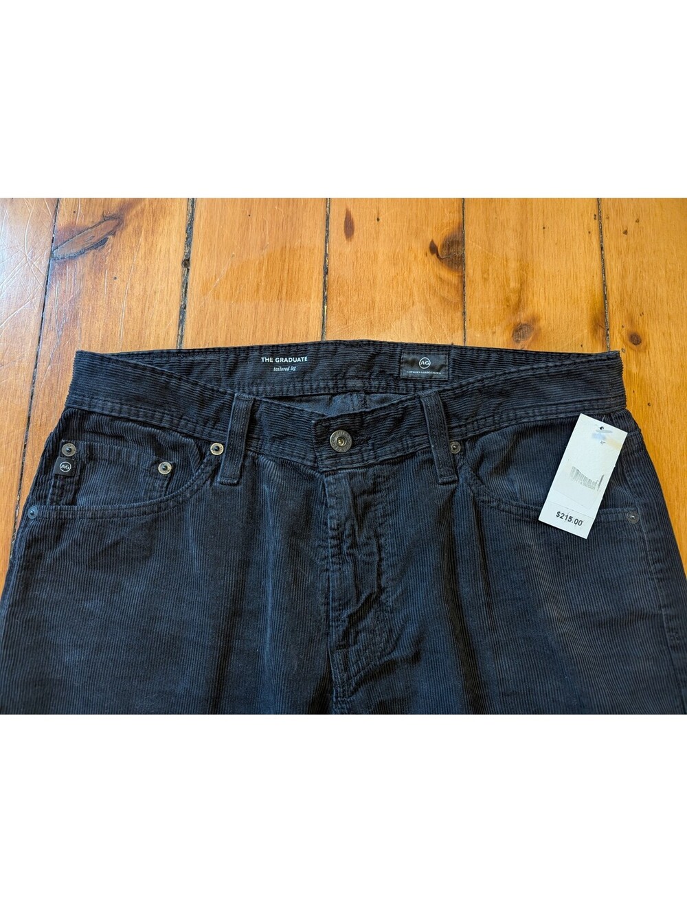 NWT AG GRADUATE TAILORED LEG BLACK CORDUROY PANTS 100% COTTON | 32 x 34 - Picture 2 of 5